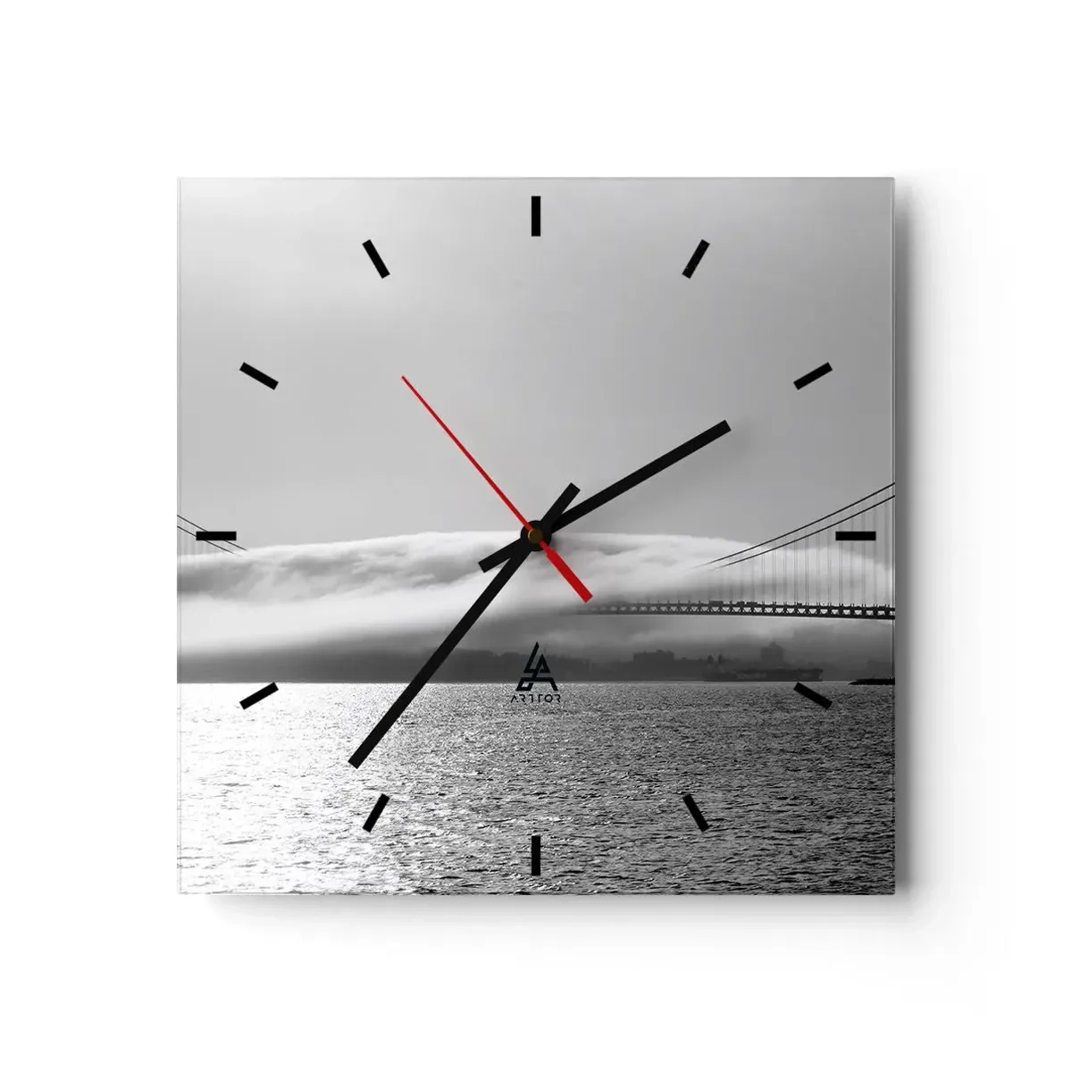 Wall clock - Clock on glass - Sailing through the Golden Gate - 30x30 cm