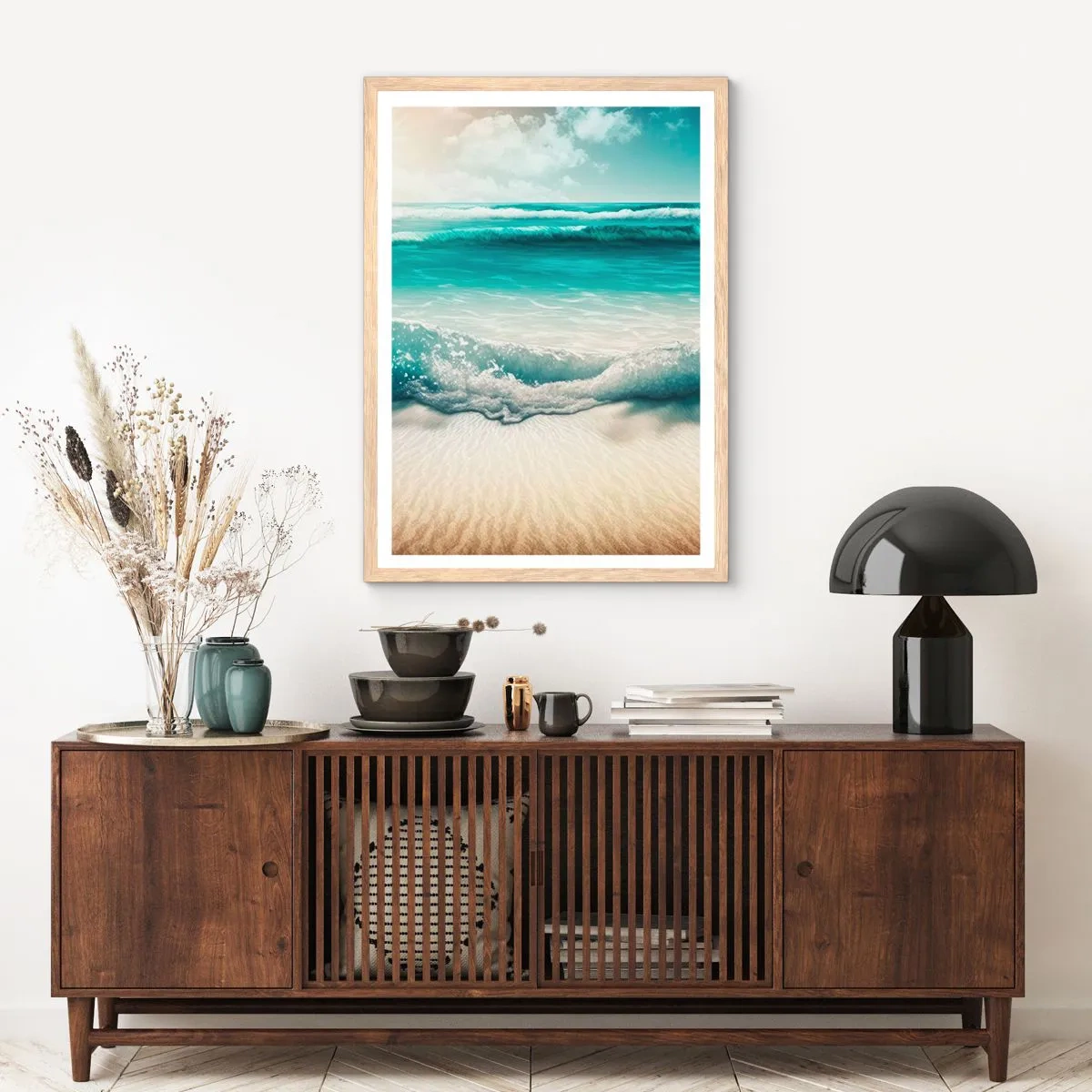 Poster in light oak frame - Calm of the Ocean - 50x70 cm