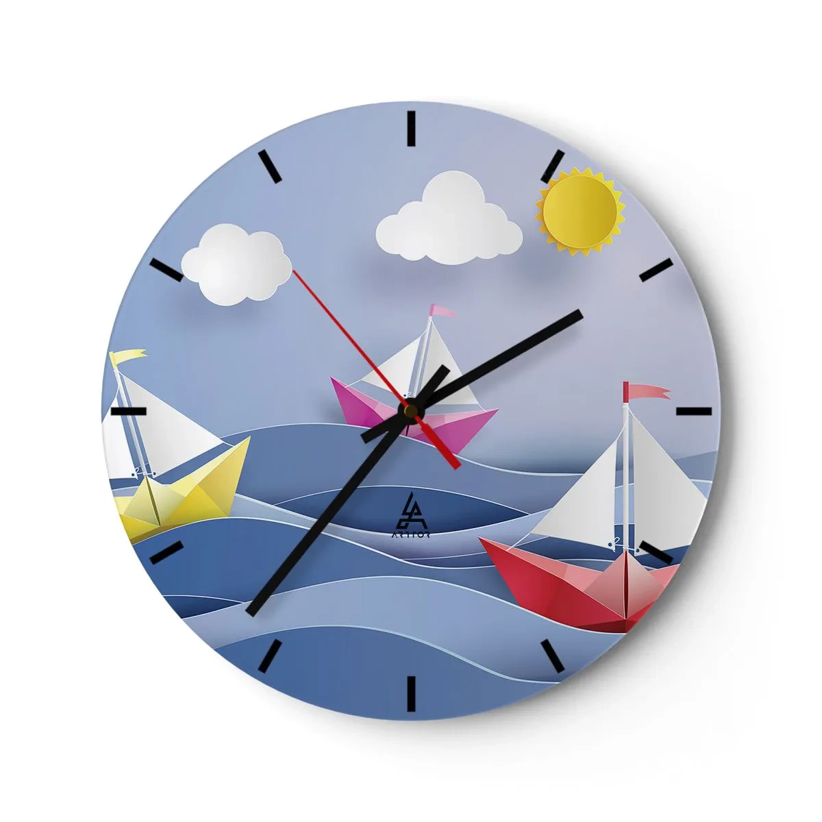 Wall clock - Clock on glass - Rocking the Waves - 40x40 cm