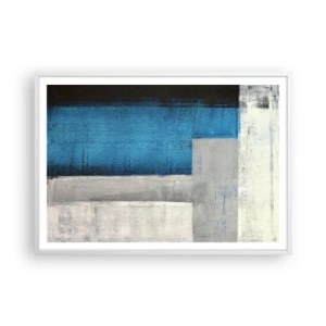Poster in white frmae - Poetic Composition of Blue and Grey - 100x70 cm