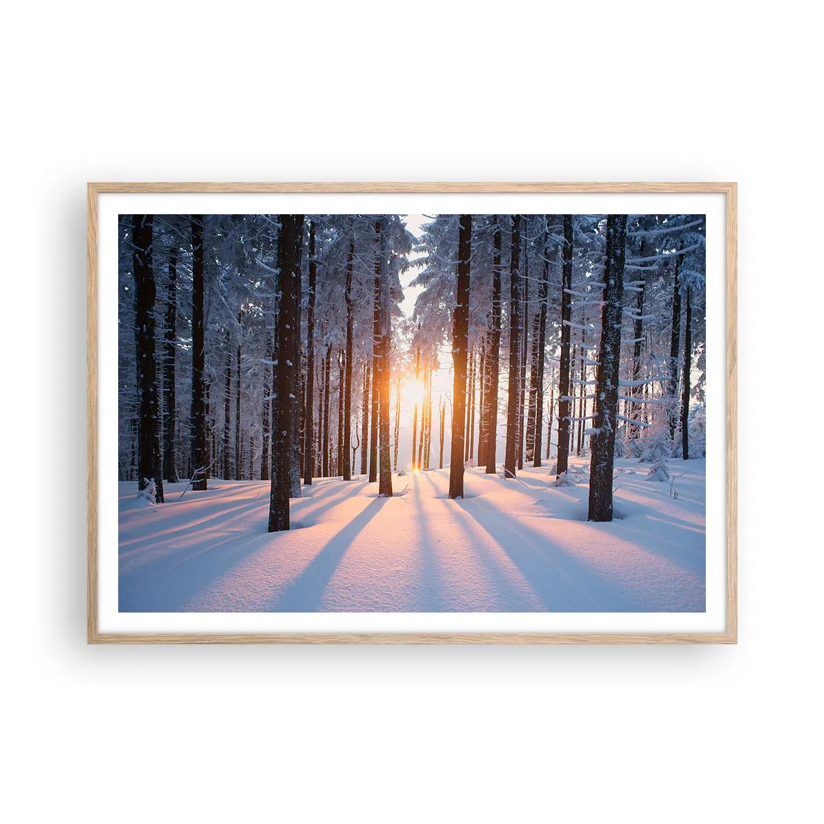 Poster in light oak frame - Clearly Black on White - 100x70 cm