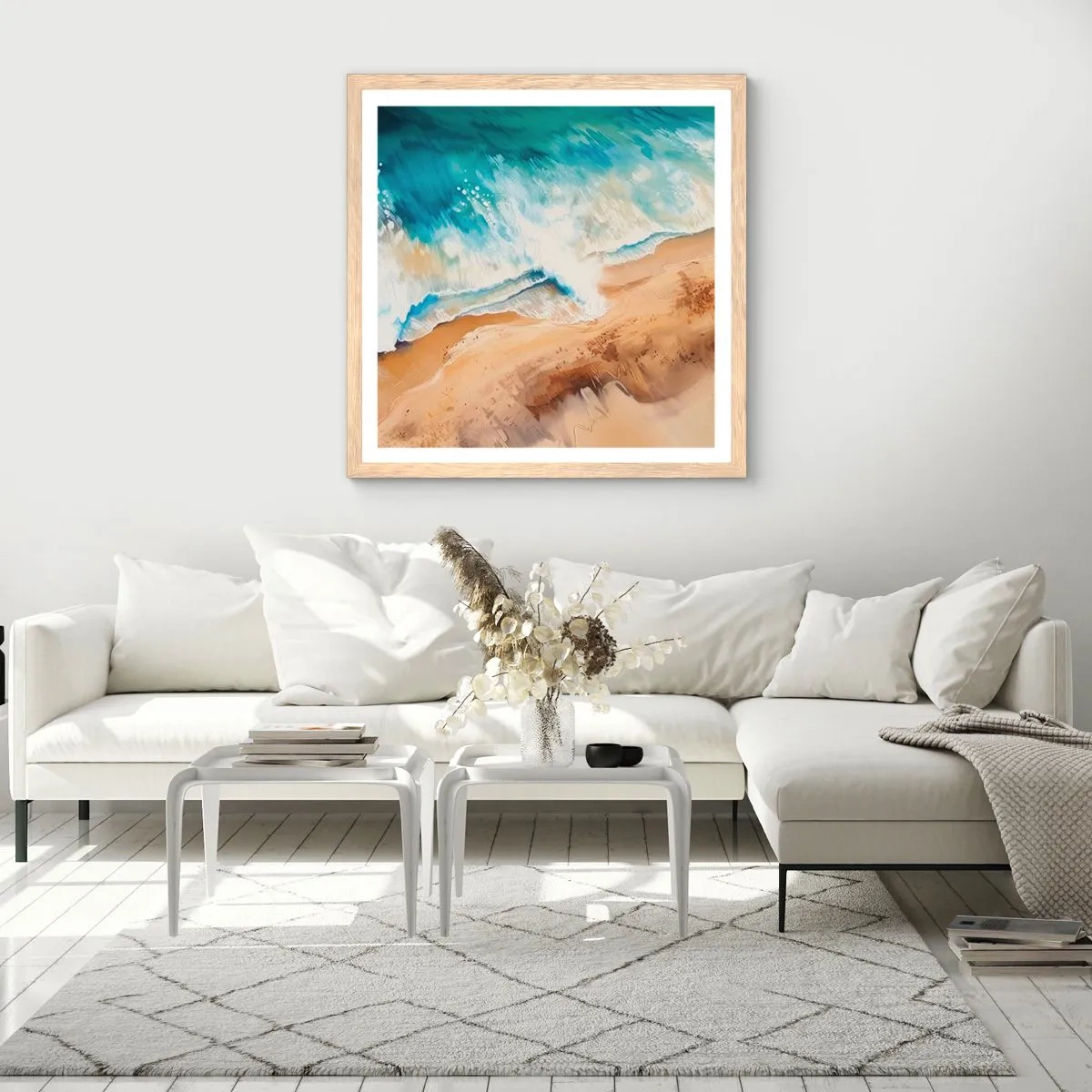 Poster in light oak frame - Returning Wave - 60x60 cm