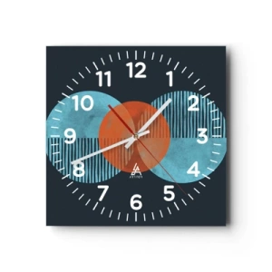 Wall clock - Clock on glass - Symmetrical Composition - 30x30 cm