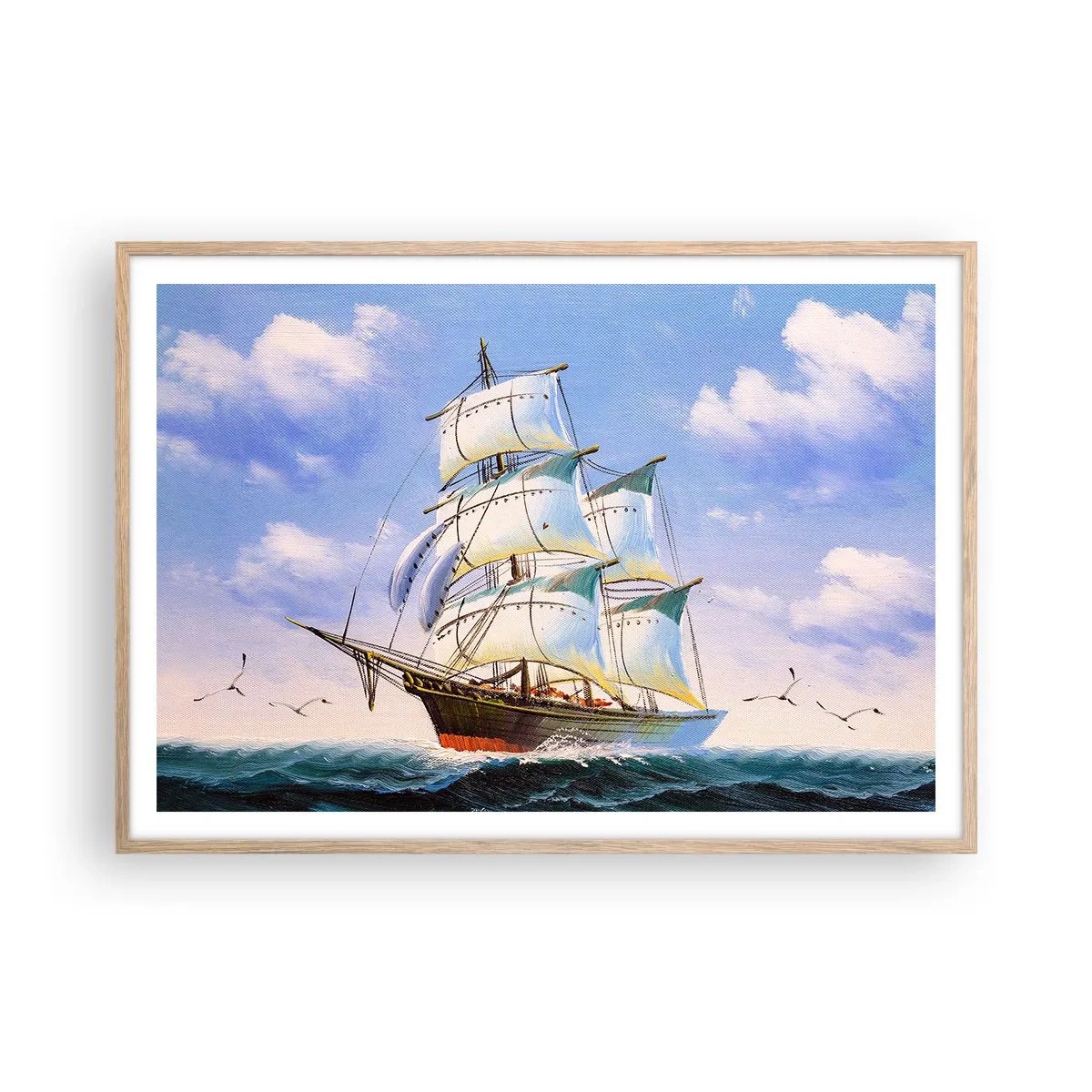 Poster in light oak frame - Proudly with Wind - 100x70 cm
