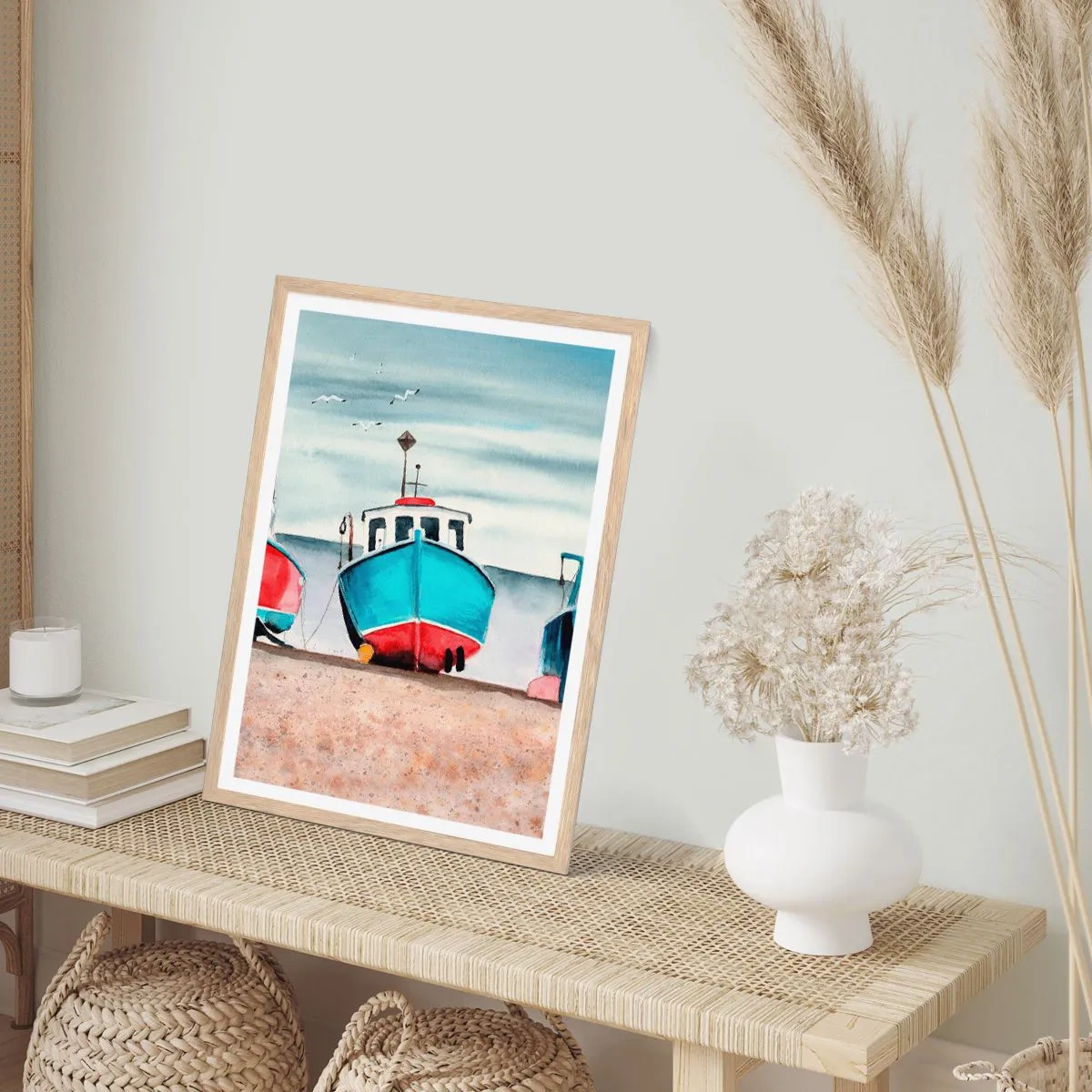 Poster in light oak frame - Ready for Fishing - 40x50 cm