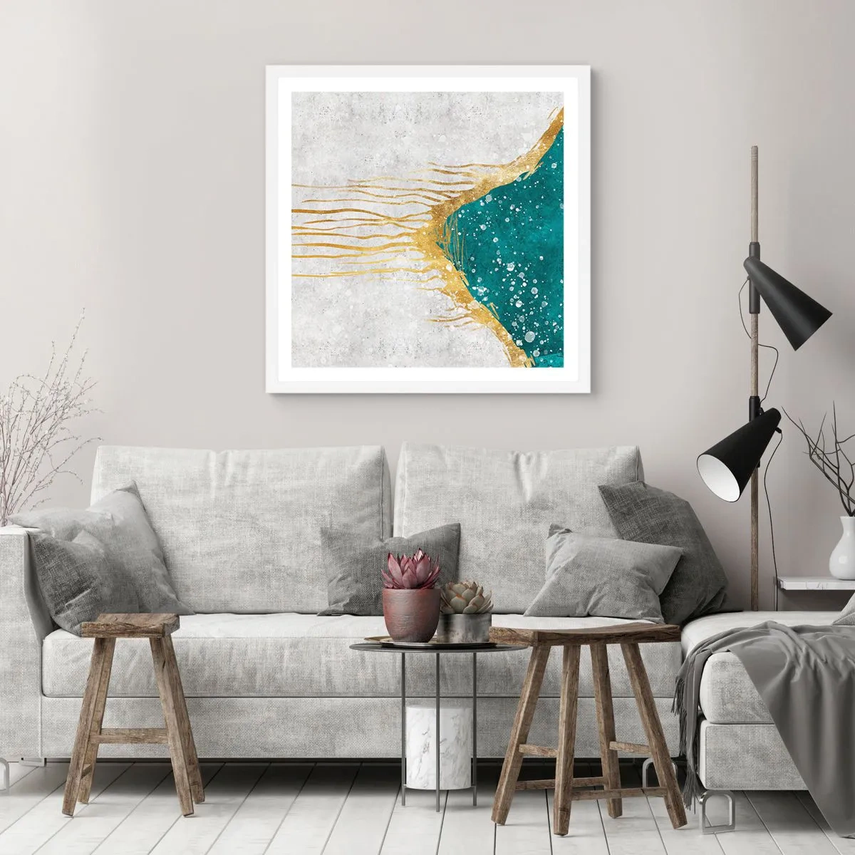 Poster in white frmae - Golden Tide - 50x50 cm
