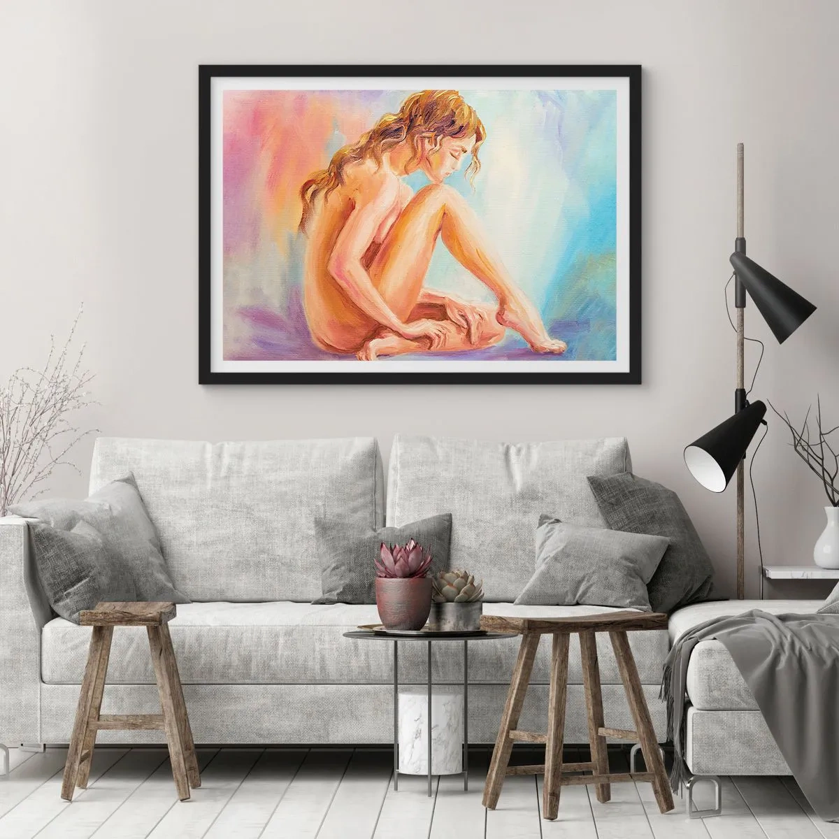 Poster in black frame - Nude of Youth - 50x40 cm