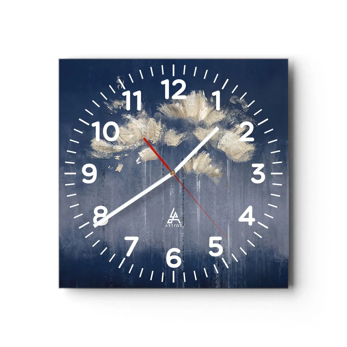 Wall clock - Clock on glass - Like Flakes in the Wind - 40x40 cm