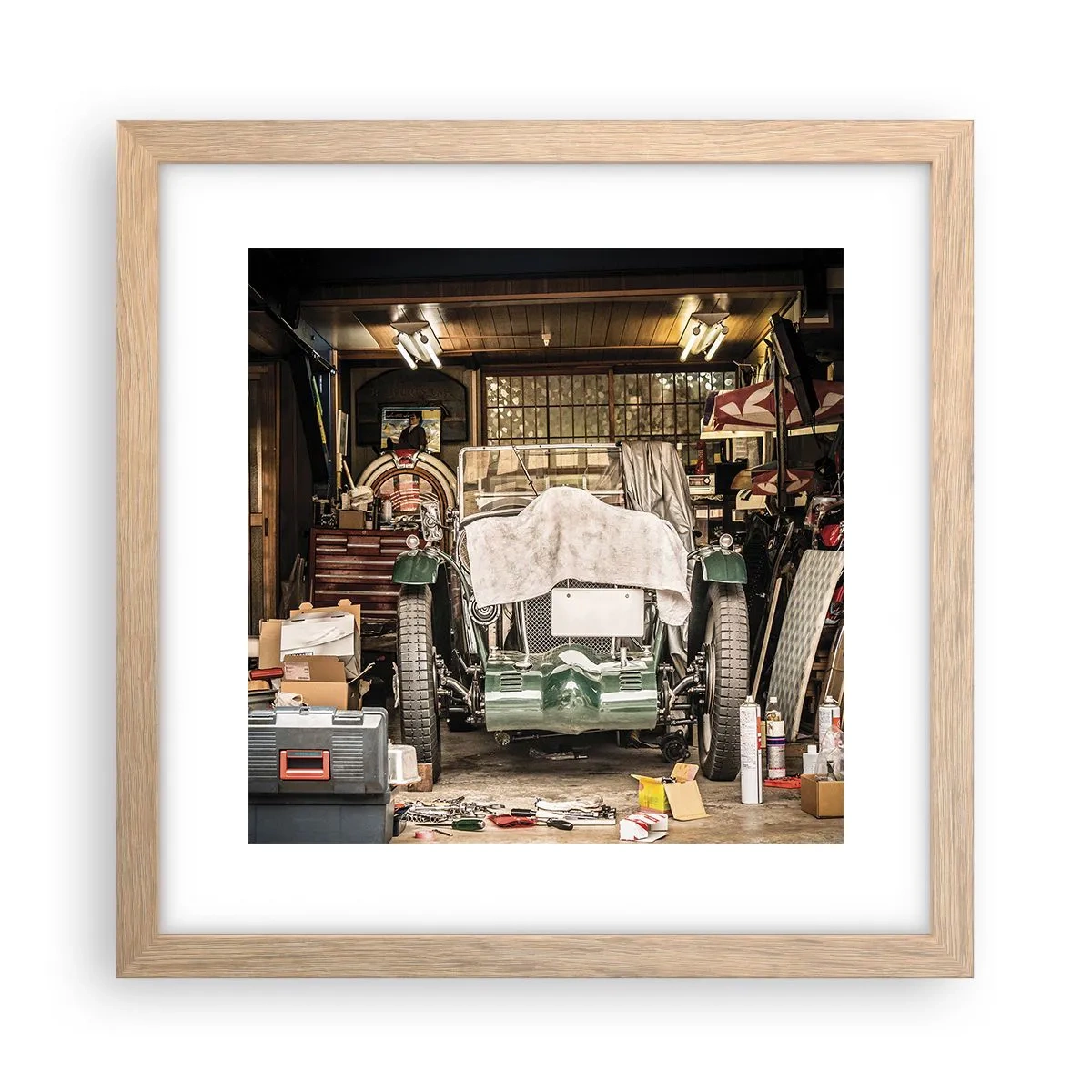 Poster in light oak frame - Back to the Past - 30x30 cm