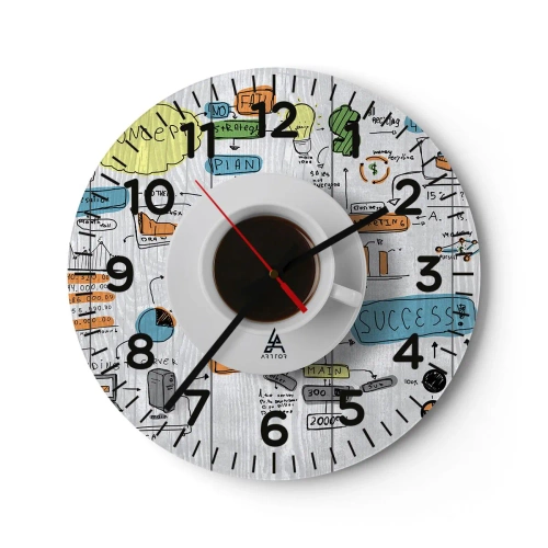 Wall clock - Clock on glass - Time for a Break - 40x40 cm