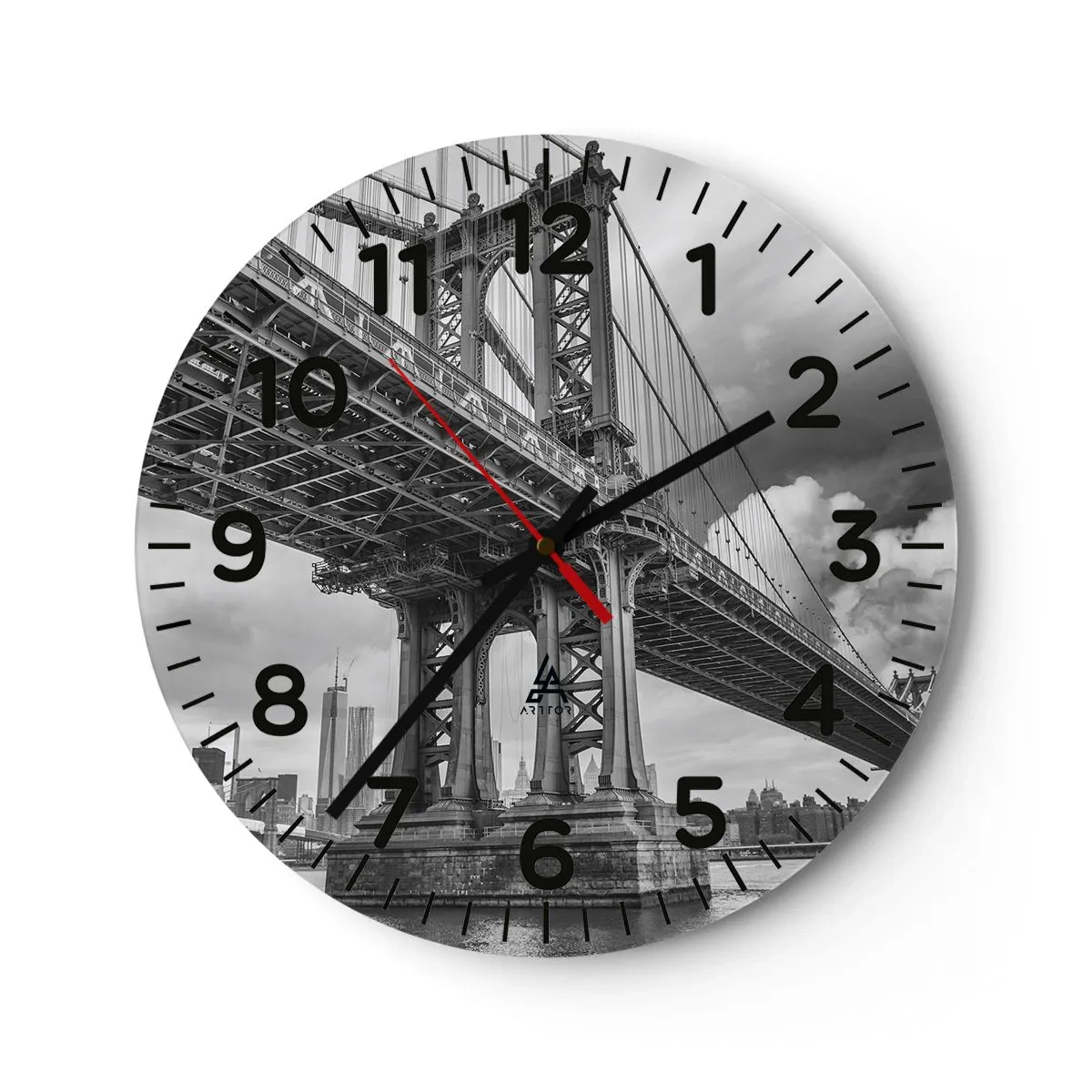 Wall clock - Clock on glass - To the Heart of a City - 30x30 cm