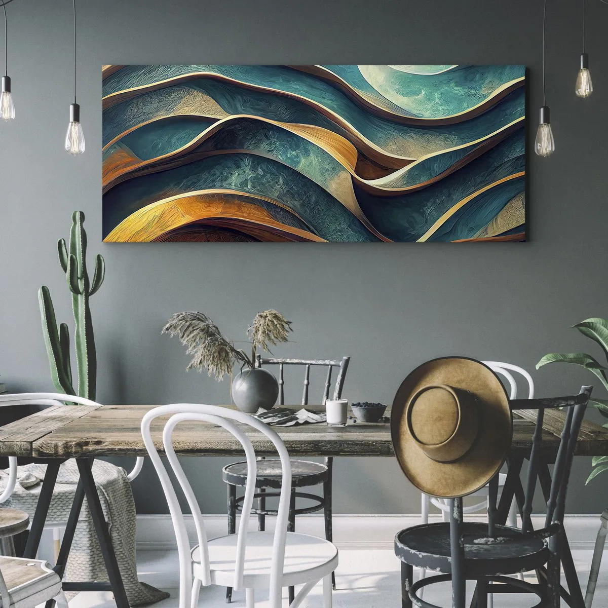 Canvas picture - Meanderings of Blue - 140x50 cm