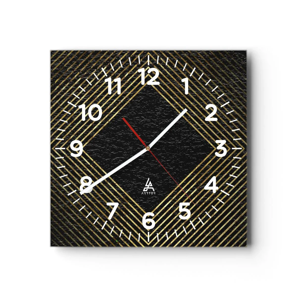 Wall clock - Clock on glass - Geometry Glamour Style - 40x40 cm