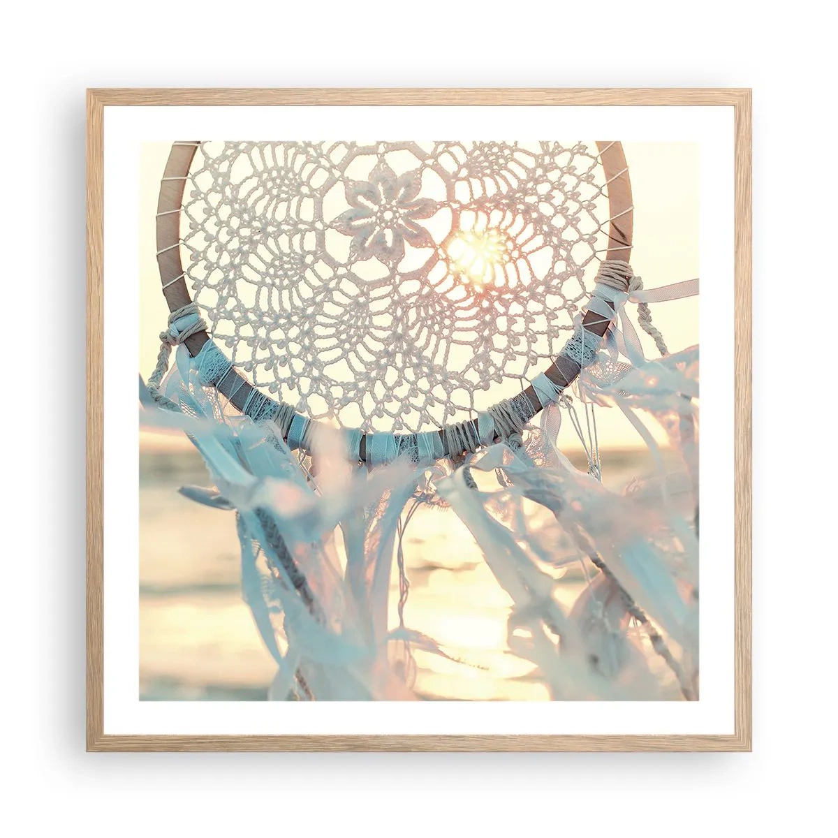 Poster in light oak frame - Lace Totem - 60x60 cm