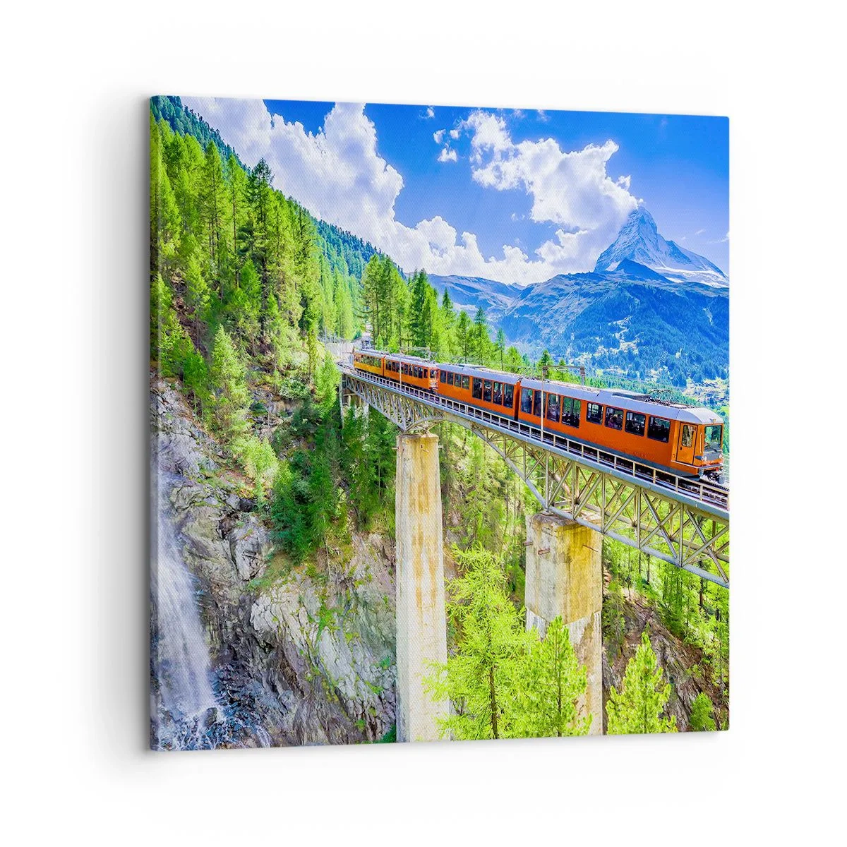 Canvas picture - Train Through the Alps - 60x60 cm
