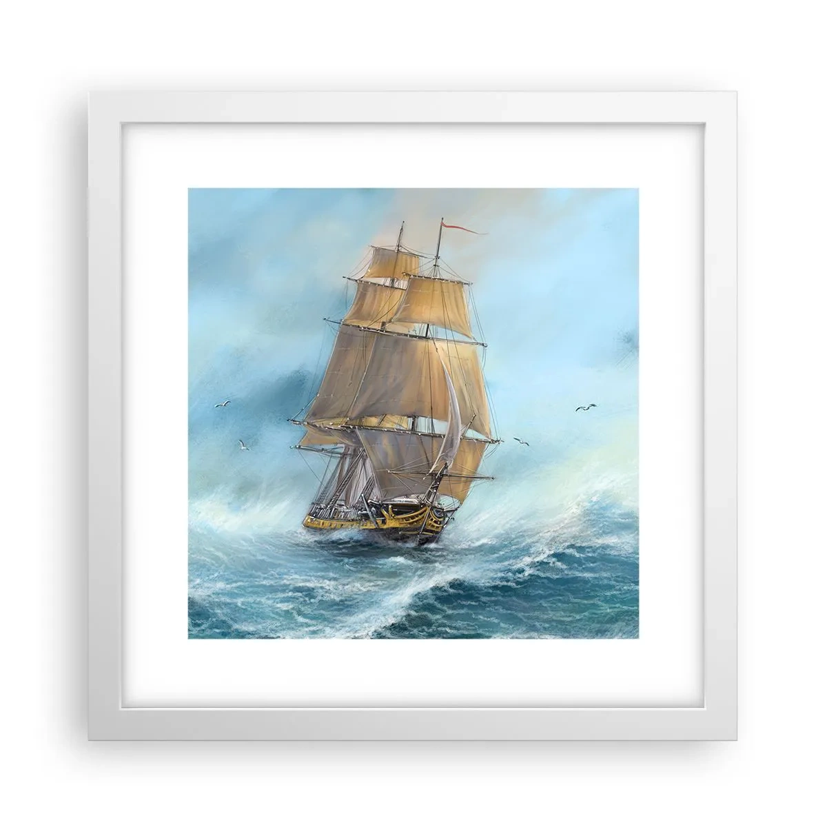 Poster in white frmae - Gliding on the Waves - 30x30 cm