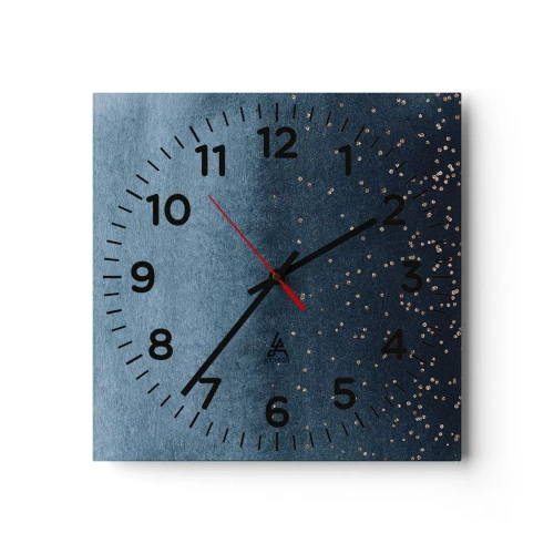 Wall clock - Clock on glass - Composition - Blue Phases - 30x30 cm