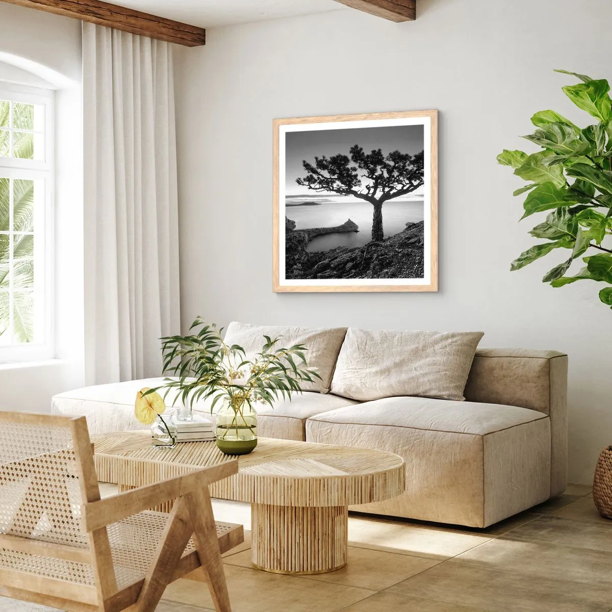 Poster in light oak frame - Quiet All Around - 30x30 cm