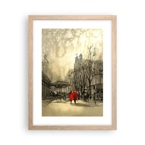 Poster in light oak frame - A Date in London Fog - 30x40 cm