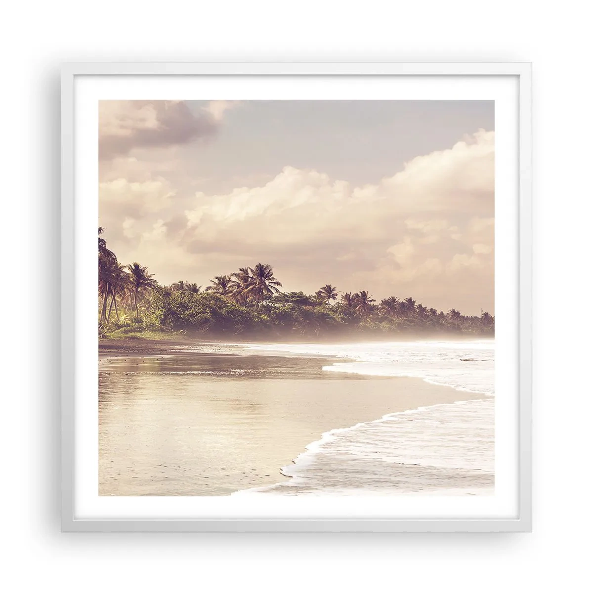 Poster in white frmae - Caress of the Waves - 60x60 cm