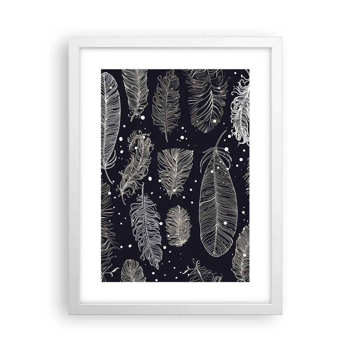 Poster in white frmae - Feathery Lace - 30x40 cm