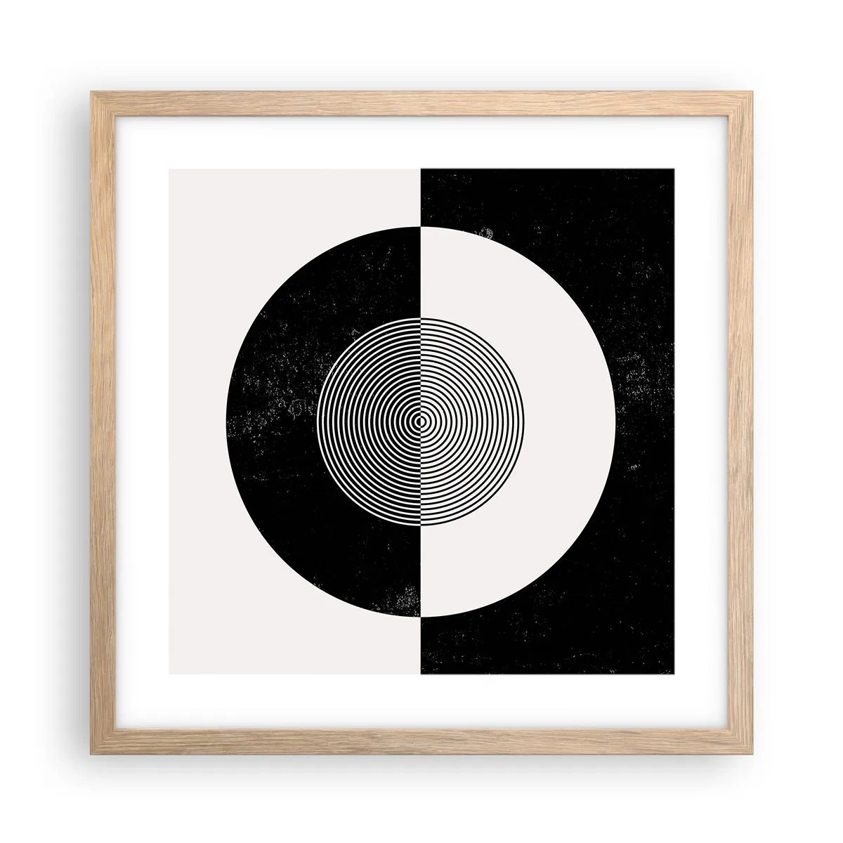 Poster in light oak frame - Harmony in Black and White - 40x40 cm