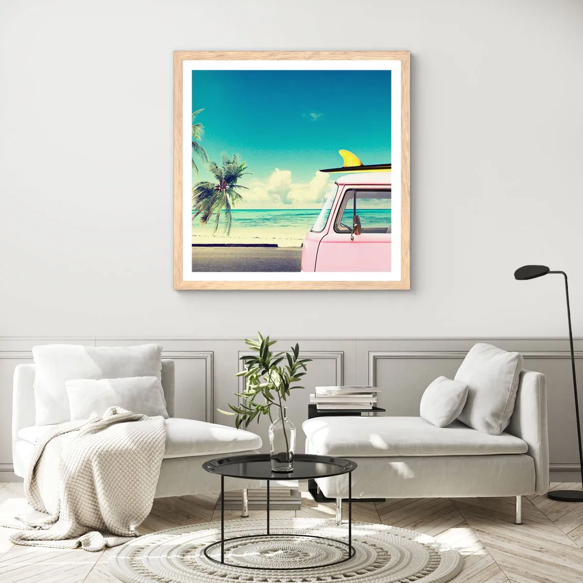 Poster in light oak frame - Holiday Time - 30x30 cm