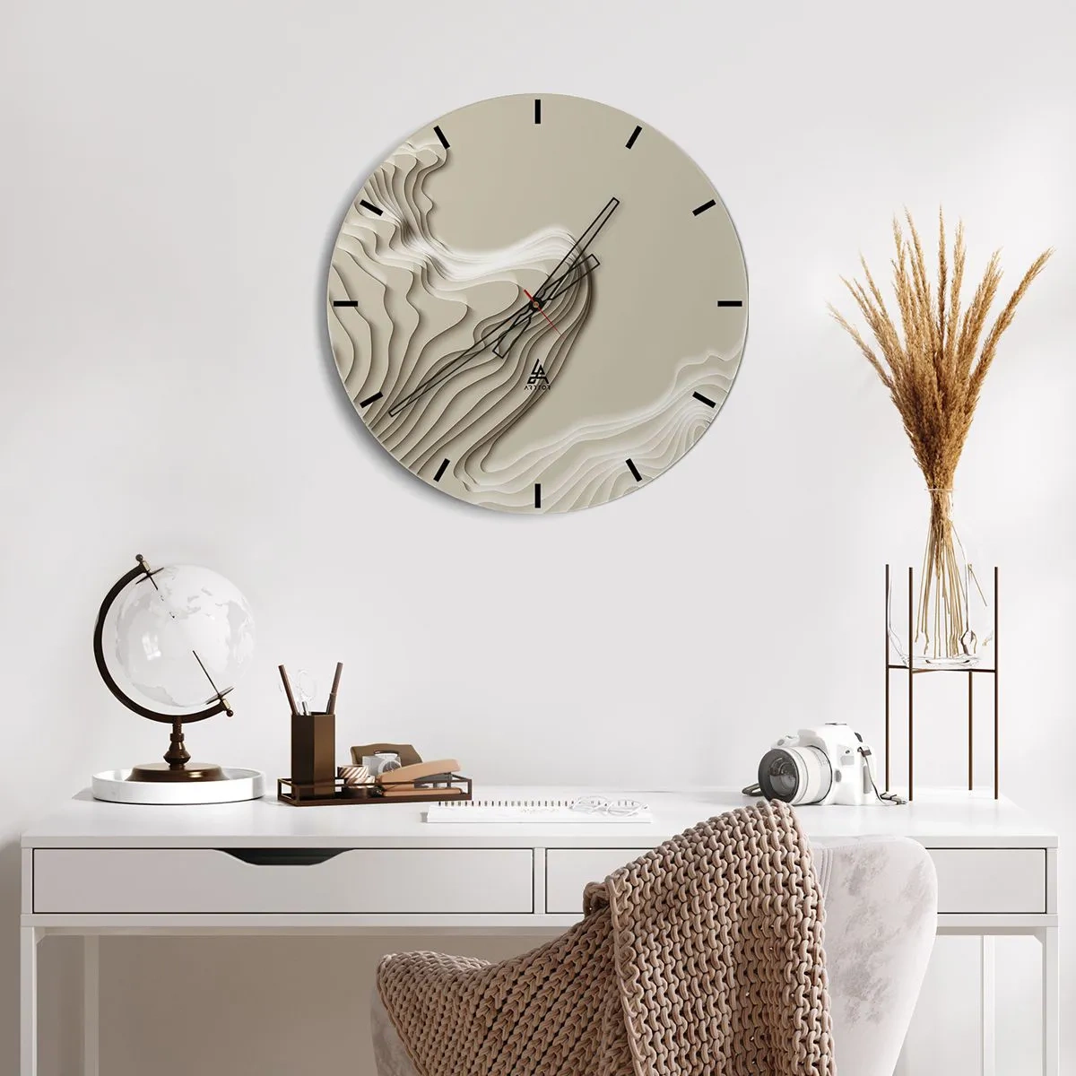Wall clock - Clock on glass - Topography of Art. - 40x40 cm