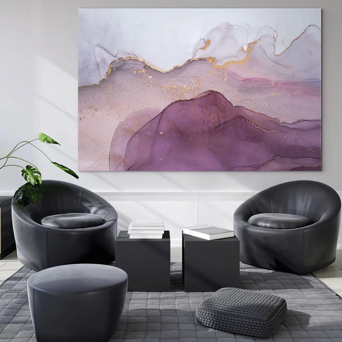 Glass picture - Waves of Violet and Purple - 120x80 cm