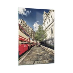 Glass picture - London Street in Grey and Red - 50x70 cm