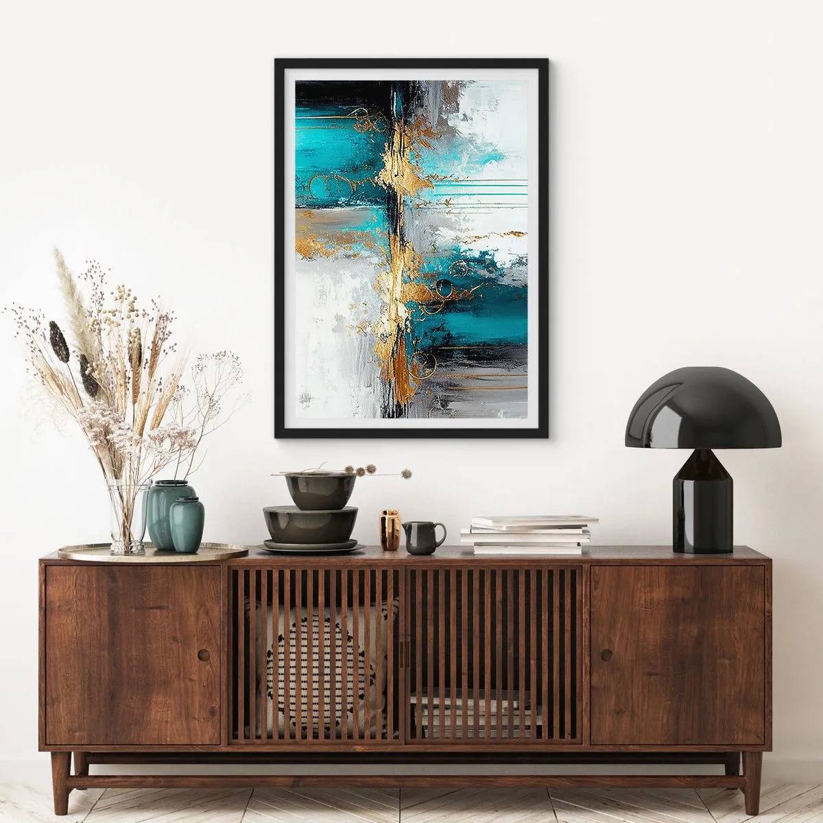 Poster in black frame - Everything Flows - 30x40 cm
