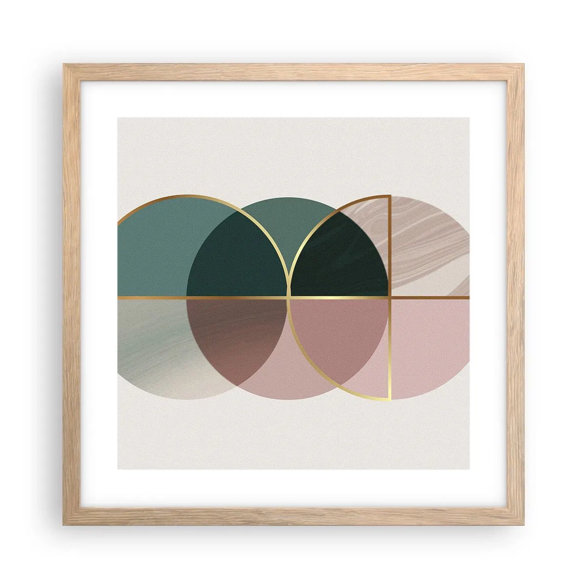 Poster in light oak frame - Circle after Circle - 40x40 cm