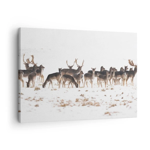 Canvas picture - A herd of deer against a snowy background - 70x50cm - Is it Christmas Already? - Modern wall decoration for the living room and bedroom ARTTOR