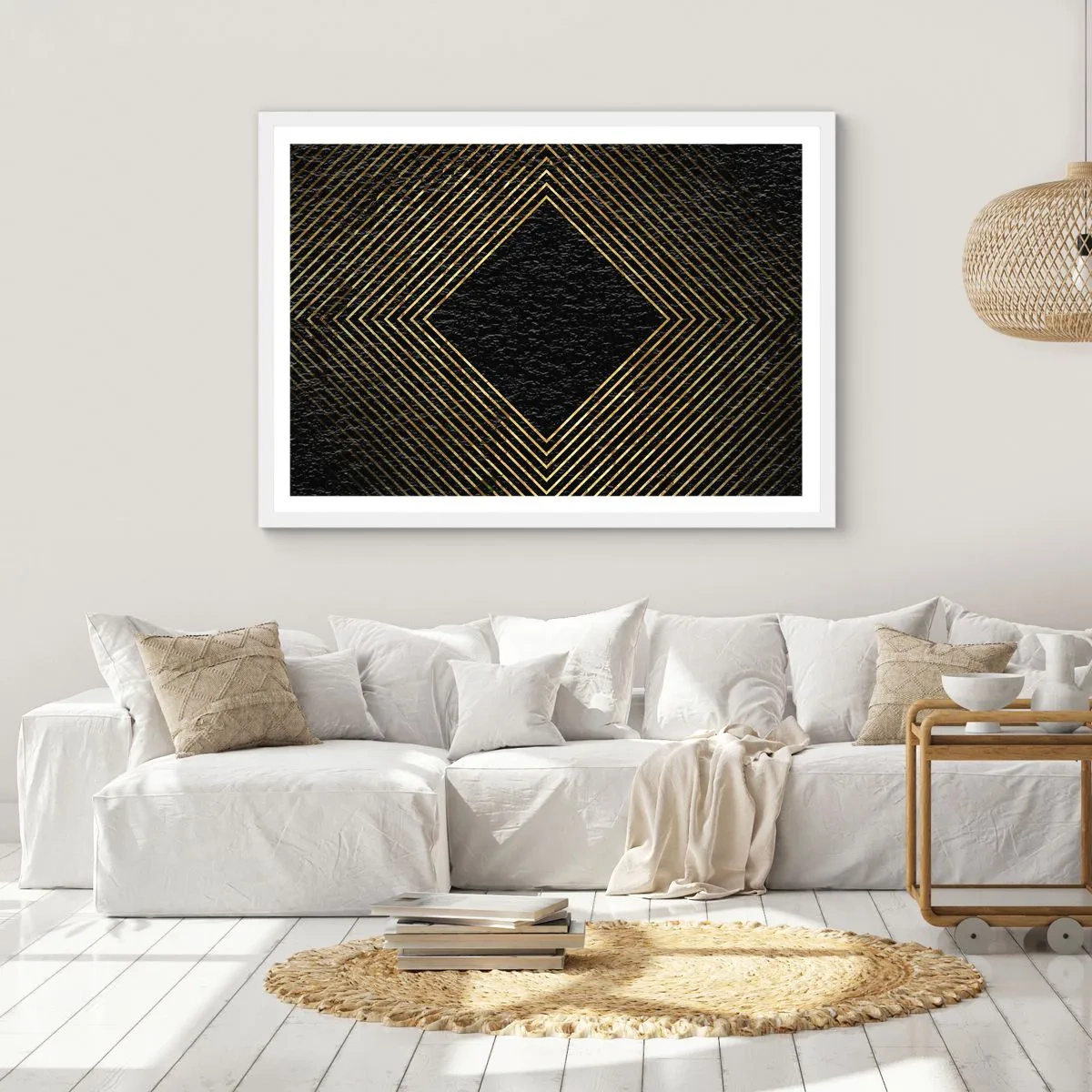 Poster in white frmae - Geometry Glamour Style - 100x70 cm
