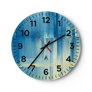 Wall clock - Clock on glass - Composition In Turquoise - 40x40 cm
