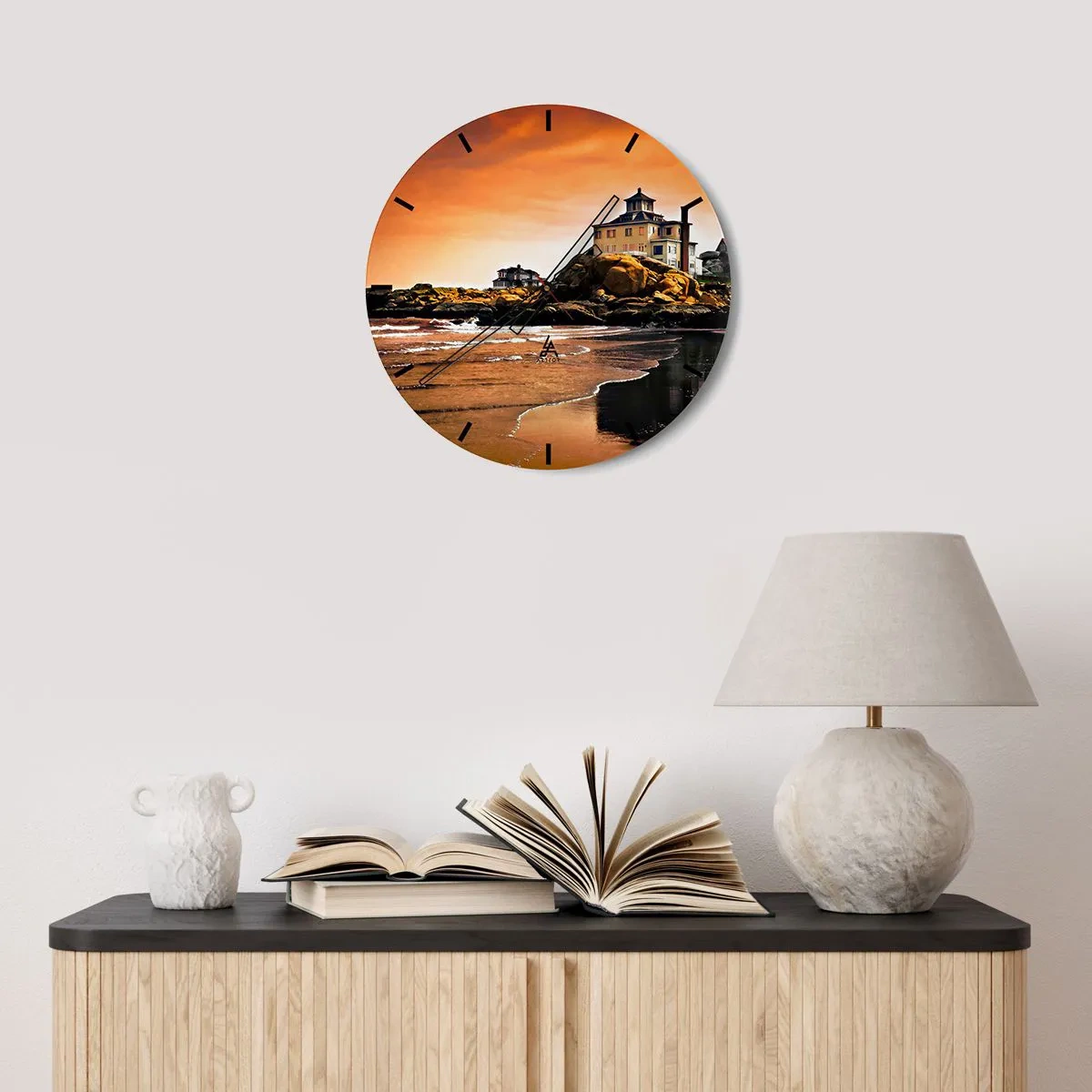 Wall clock - Clock on glass - Elegance of a West Coast - 30x30 cm