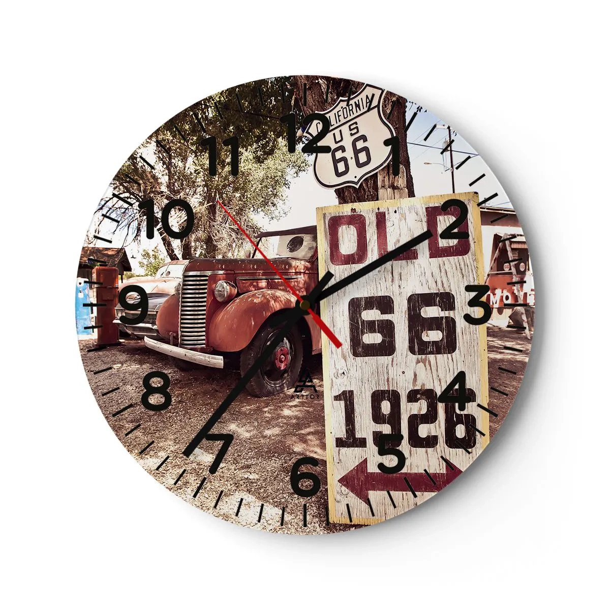 Wall clock - Clock on glass - Legend of an American Province - 30x30 cm