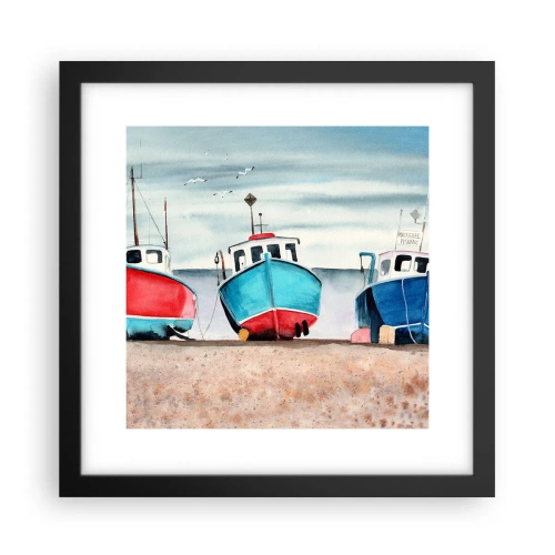 Poster in black frame - Ready for Fishing - 30x30 cm