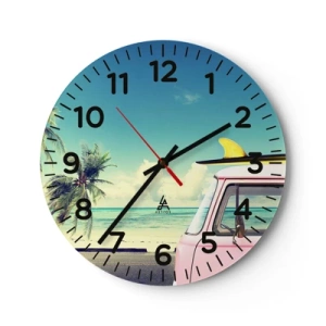 Wall clock - Clock on glass - Holiday Time - 40x40 cm