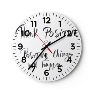 Wall clock - Clock on glass - How to Live? - 40x40 cm