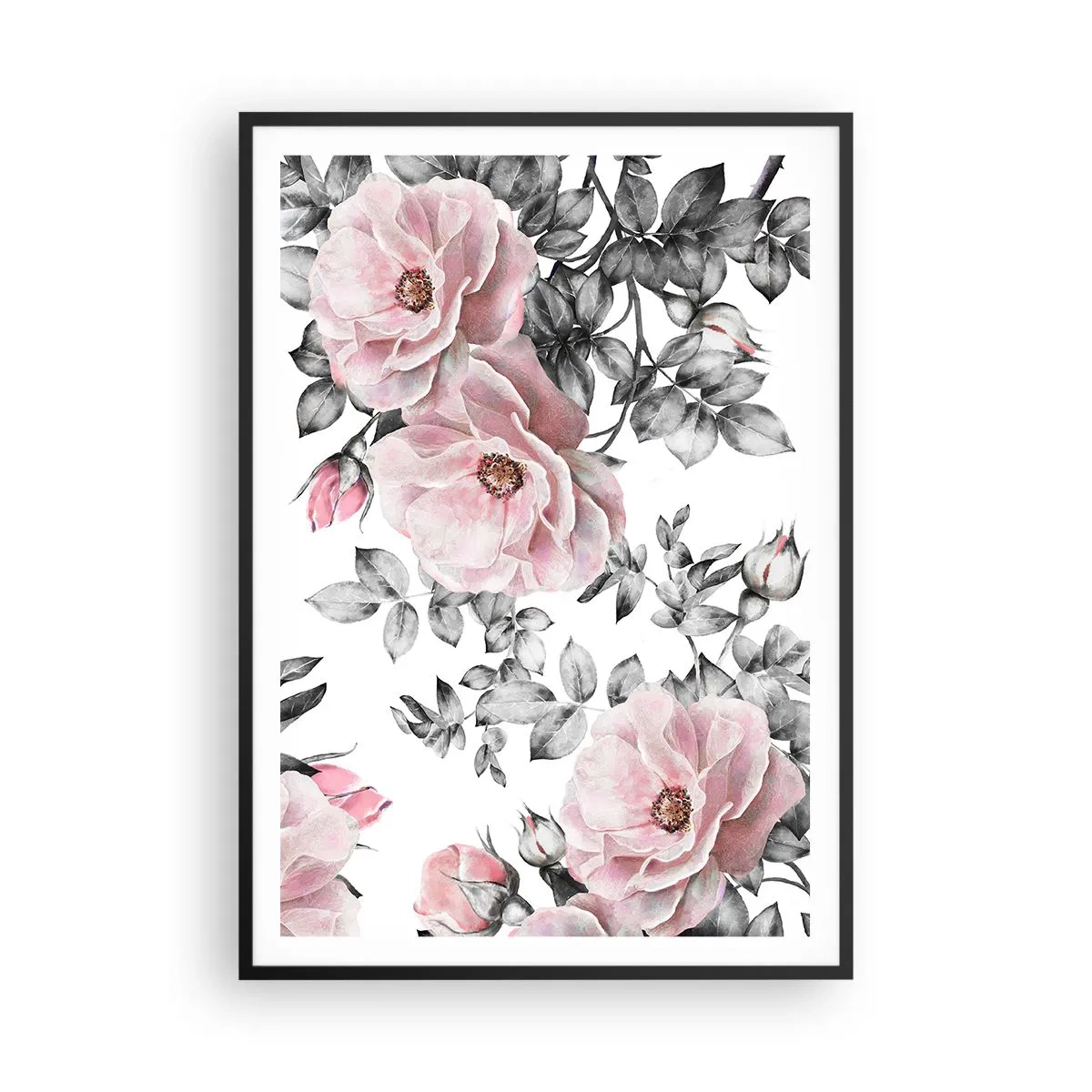Poster in black frame - Getting Lost in Rose Flowers - 70x100 cm