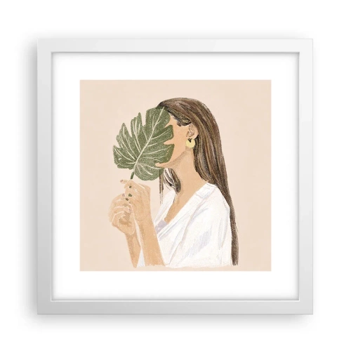 Poster in white frmae - Mysterious Portrait with a Fan - 30x30 cm