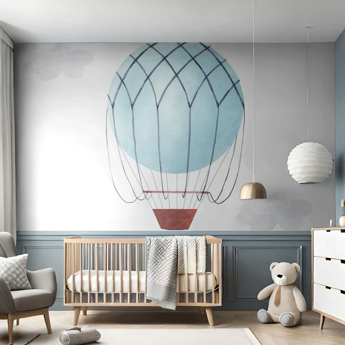 Photo Wallpaper Standard Eco - All in the Clouds - Children's, Balloon, Minimalism - 350x256 cm