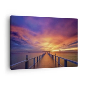 Canvas picture - A jetty leading out to sea during sunset - 70x50cm - Limitless - Modern wall decoration for the living room and bedroom ARTTOR