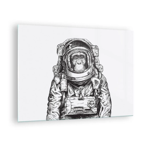 Glass picture - Sketch of a monkey in an astronaut suit on a white background - 70x50cm - Alternative Revolution - Modern wall decoration for the living room and bedroom ARTTOR