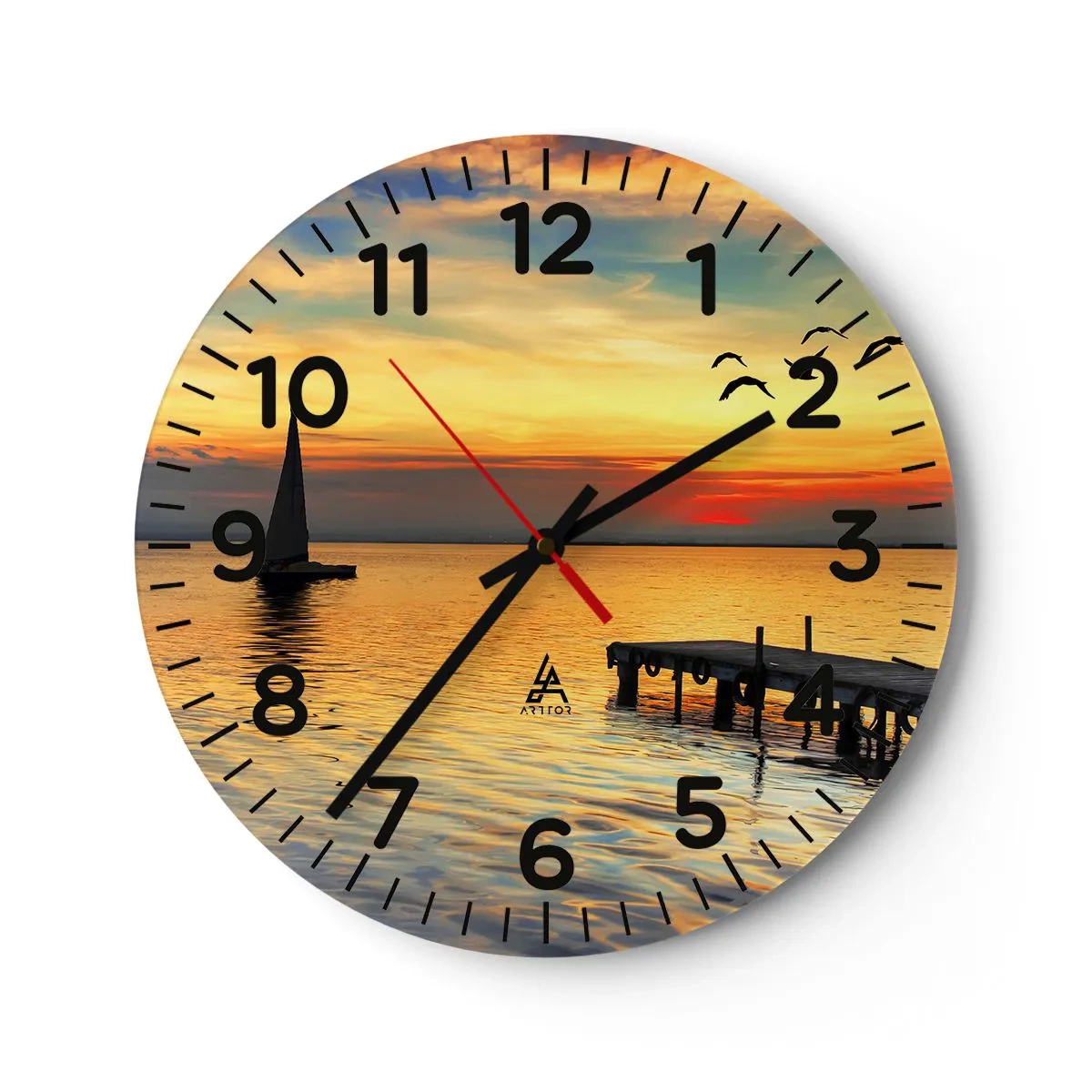 Wall clock - Clock on glass - Evening Returns - 30x30 cm