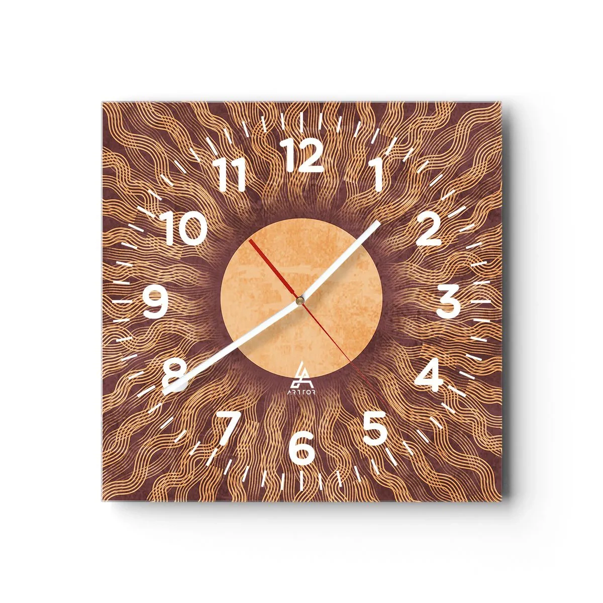 Wall clock - Clock on glass - Sun Icon - 30x30 cm