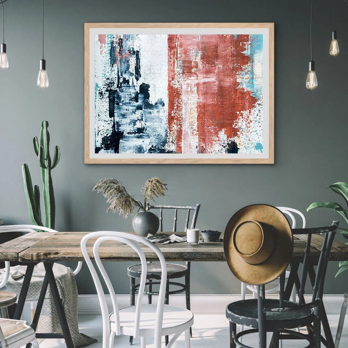 Poster in light oak frame - Abstract Fifty Fifty - 50x40 cm