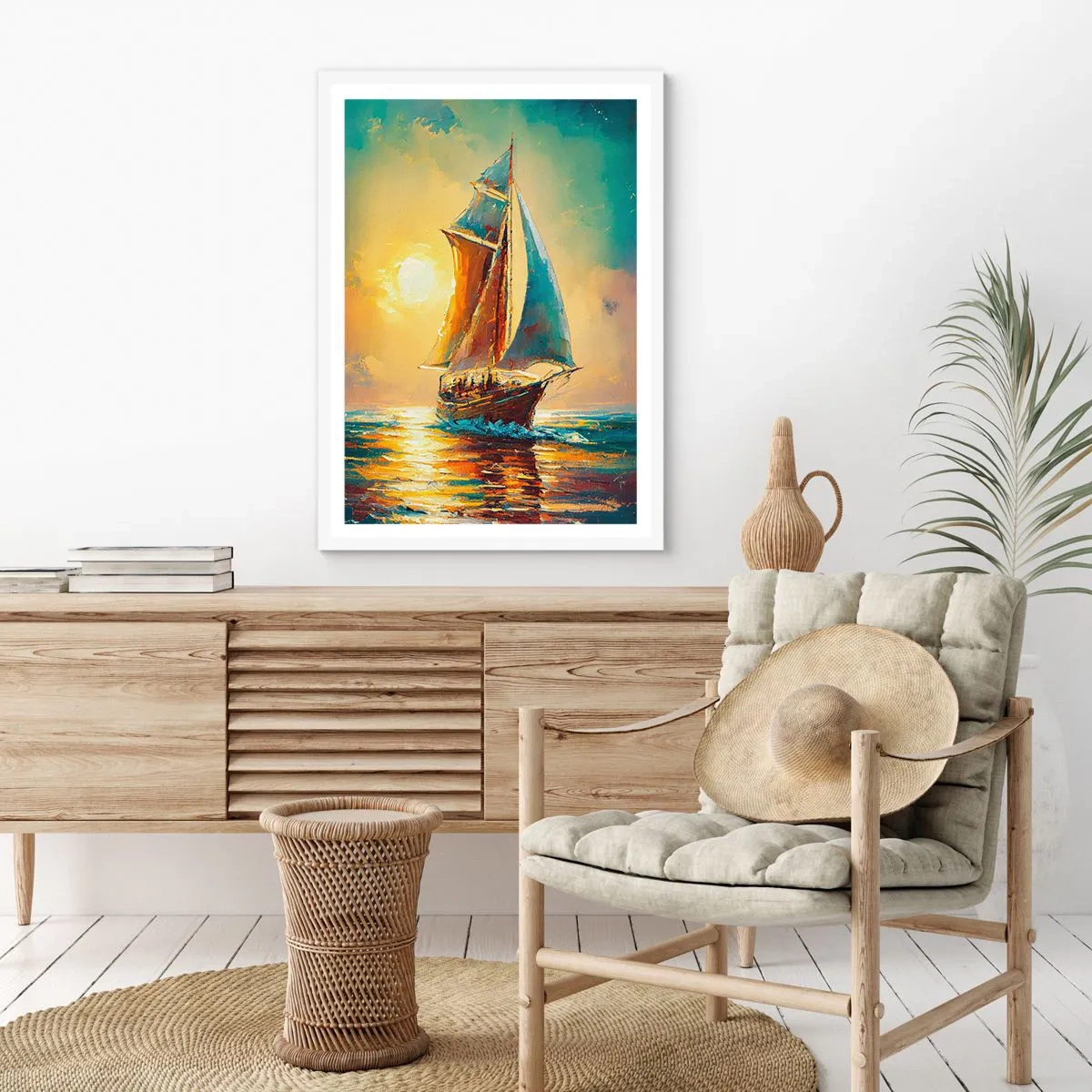 Poster in white frmae - Under Full Sails - 40x50 cm