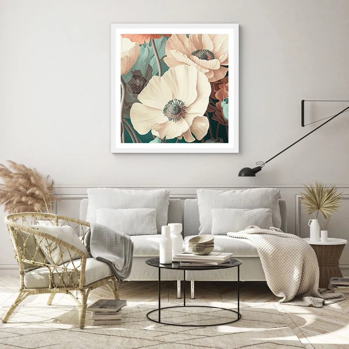 Poster in white frmae - Whisper of the Poppies - 40x40 cm